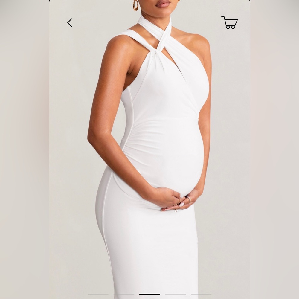 Club London Alba Maternity Halter Dress with Cutout US 12